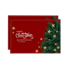 Christmas Red Placemats Set of 2, 12x18", Xmas Trees & Snowflakes, Heat Resistant, Washable, Non-Slip – Compatible with Party/Kitchen Decor