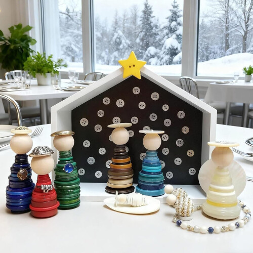 DIY Nativity Scene Craft Kit with Buttons Beads Star