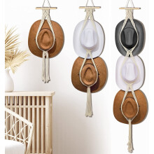 Macrame Hat Hangers Boho Hat Rack Cowboy Hat Hanger Back of Door Hat Organizer, Pack of 3