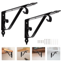 2 Sets of Heavy Duty Black Brackets for DIY Shelf Projects Simple Style