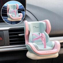 Doll Car Seat for 17cm Dolls, Air Vent Clip & Desktop Stand, Cute Macaron Pink Car Ornament – Compatible with Gaming Chair