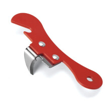 Stainless Steel Can Opener, Magnetic, Comfort Grip, Multifunctional – Compatible with Tin/Jar/Bottle Cans – Red