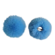 Faux Fur Pom Pom Balls DIY Faux Rabbit Fur Fluffy Pom Pom with Elastic Loop Pom Pom for Hats Keychains Scarves Gloves Bags Accessories, Blue - S