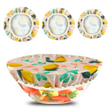 3PCS Reusable Bowl Covers Set, Printed Cotton Elastic Dish Lids for Food, Leftovers, Meal Prep, Kitchen Storage, Housewarming Gift