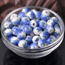 10pcs Round 8mm 10mm 12mm Colorful Flower Patterns Loose Ceramic Porcelain Beads-134#-10mm