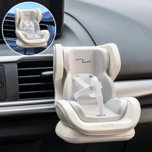 Doll Car Seat for 17cm Dolls, Air Vent Clip & Desktop Stand, Cute Car Ornament – Blue Grey Knight