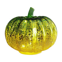 Glass Pumpkin Lights,Battery Operated Led Pumpkin Light,for Halloween Fall Decoration, Thanksgiving Rustic Decor, (Green)