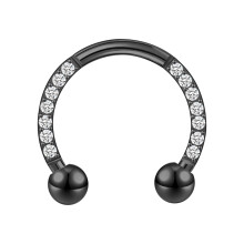 16G Stainless Steel CBR Nose Ring CZ Horseshoe Septum Rings Conch Daith Piercing-Black-Horseshoe 10mm