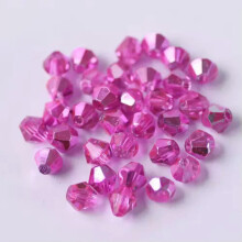 Wholesale 3mm/4mm/6mm Plated Bicone Faceted Crystal Glass Loose Spacer Beads lot-#403 Metal Deep Pink-6mm/50pcs