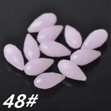 Teardrop Faceted Crystal Glass 12x6mm 16x8mm 20x10mm 25x12mm Loose Pendant Beads-48# Jade Pink-12x6mm (30pcs)
