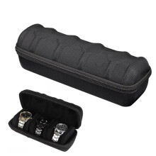 4 Slot Hard Watch Travel Case Watch Roll Case Storage and Organizer - with Shockproof Watch Pillow for Men and Women - Black 4 Slots