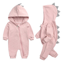 Toddler Baby Boy Romper Hooded Zipper Cotton Hooded Jumpsuit Outerwear One-Piece Bodysuit Overalls Fall Winter Jacket Outfits Pink 12-18 Months