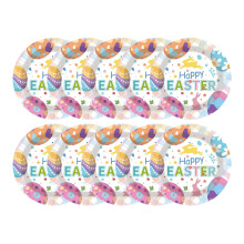 10Pcs Happy Easter Paper Plates, Bunny & Egg Design Disposable Dinnerware for Parties