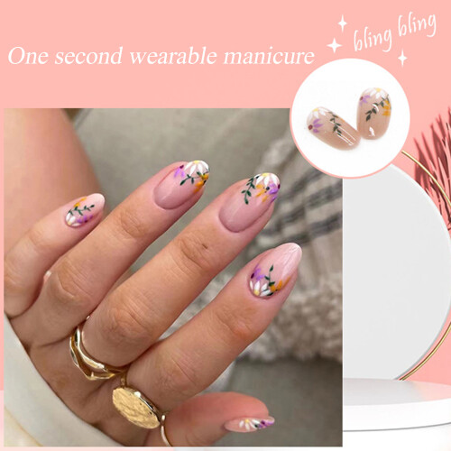 (Standard) 24Pcs Flower False Nails for Women 2