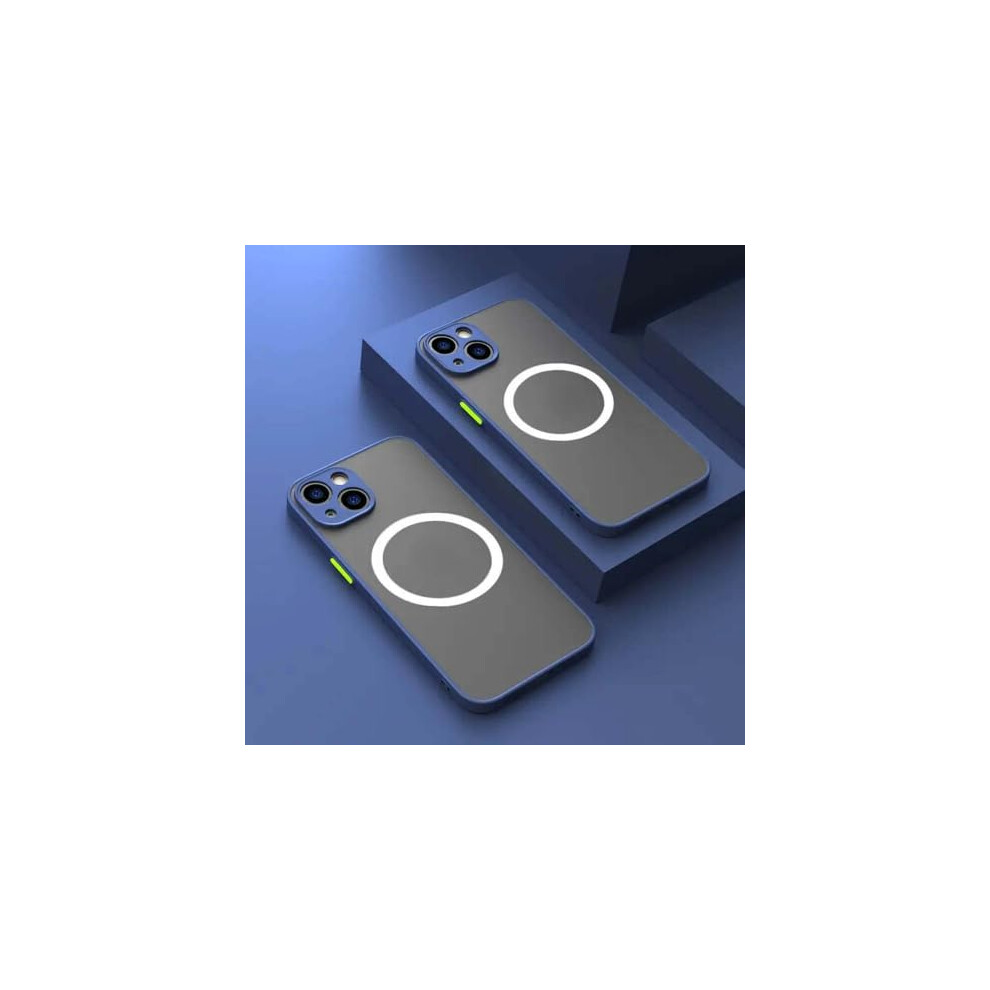 Magnetic Matte Translucent Slim Cover With Drop Protection For Magsafe Iphone 16 Pro Blue 9330225098720