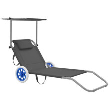 Transat - HELLOSHOP26 - Plegable - Acero gris - Toldillo ajustable - 2 ruedas