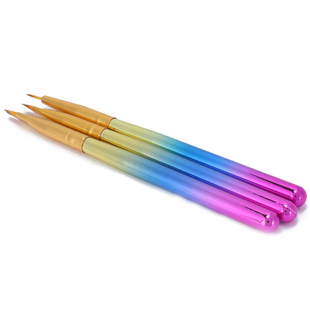 3PCS Nylon Nail Art Brush Set for Gel, Acrylic, and Drawing