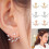 Women Rhinestone Ear Studs Rose Gold 1 Pair 6