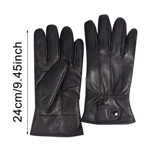 Men's Black Leather Winter Gloves Sheepskin Lined Medium 2