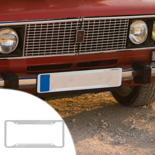 Silver Stainless Steel License Frame 12.2x6.3x0.4 in 2