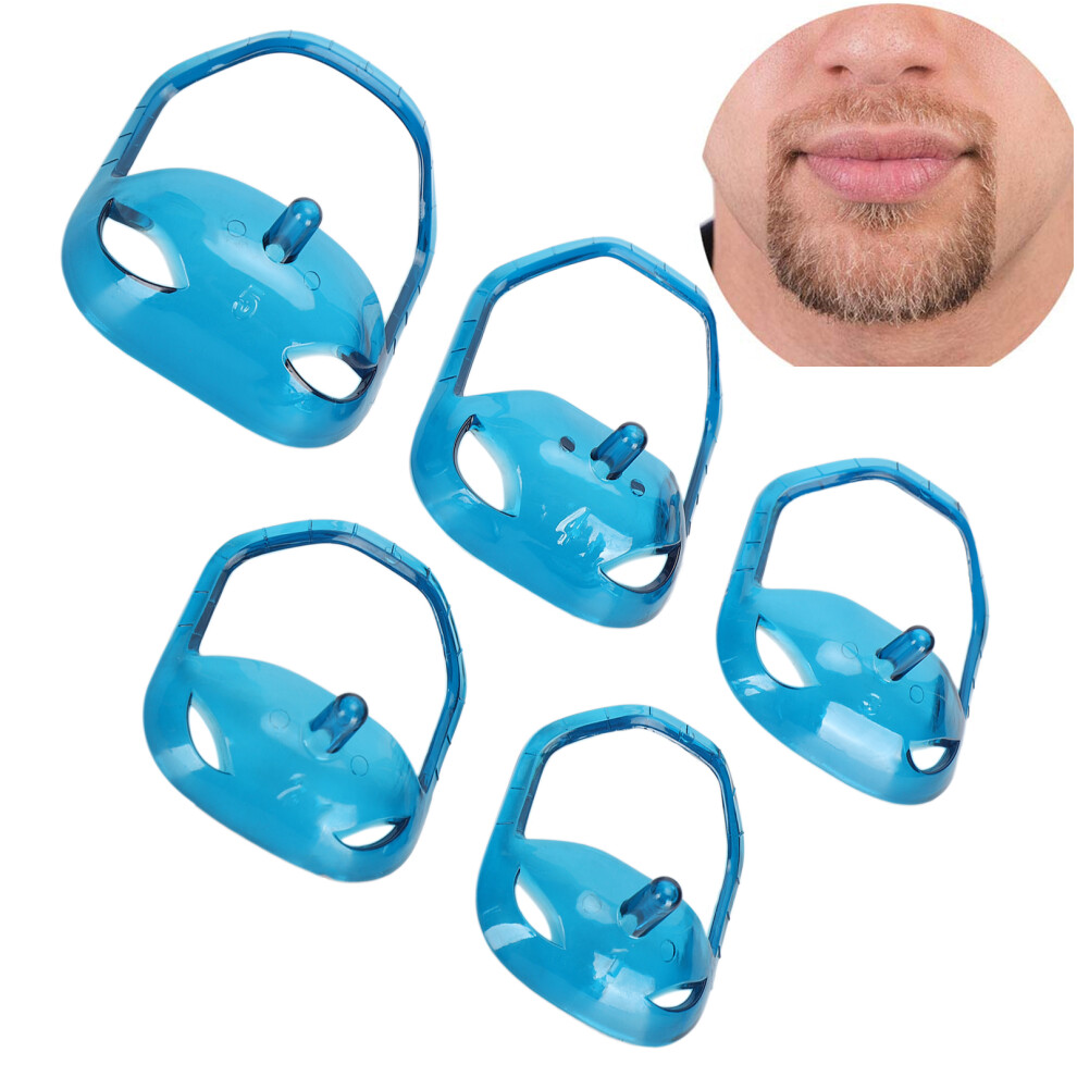 Blue 5Pcs Transparent Abs Goatee Beard Shaper Styling Templates For Mustache And Beard