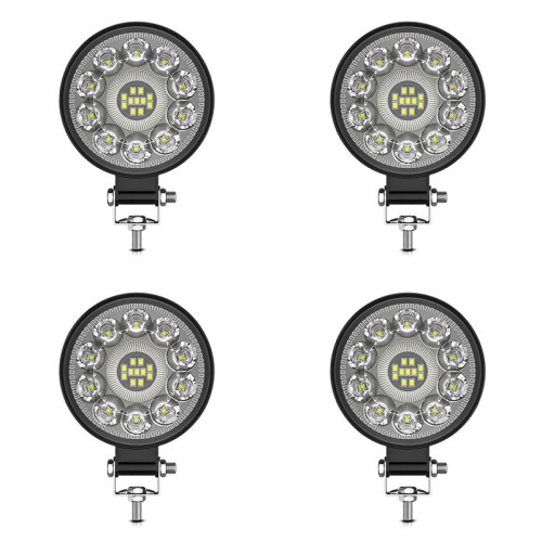 4X Car LED Work Light 3 Inch Round LED Floodlight Auxiliary Light Offroad Modification Light