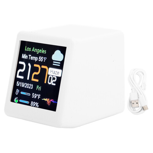 LCD Digital Calendar Clock with WiFi Weather Forecast, White 2