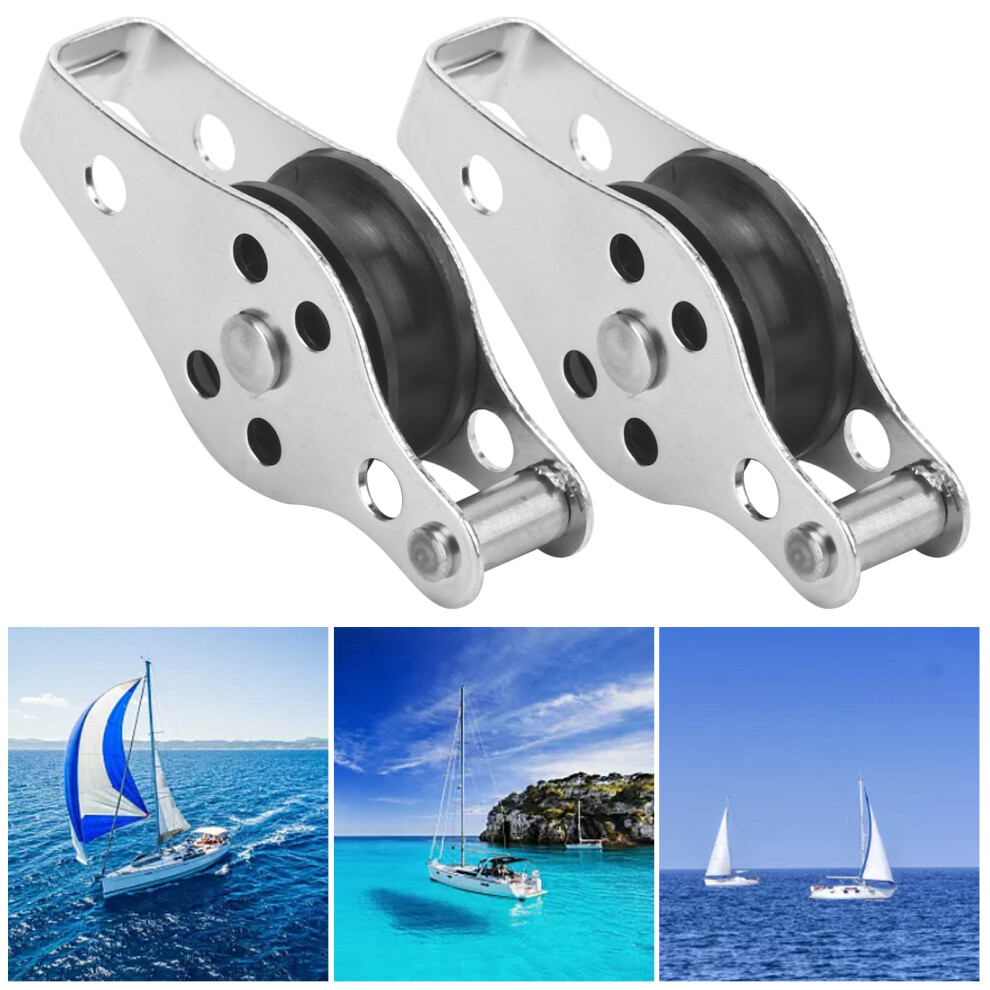 2Pcs Nylon Rope Pulley Block Stainless Steel Sheave For Kayak Boat Marine Grade 8711391434580