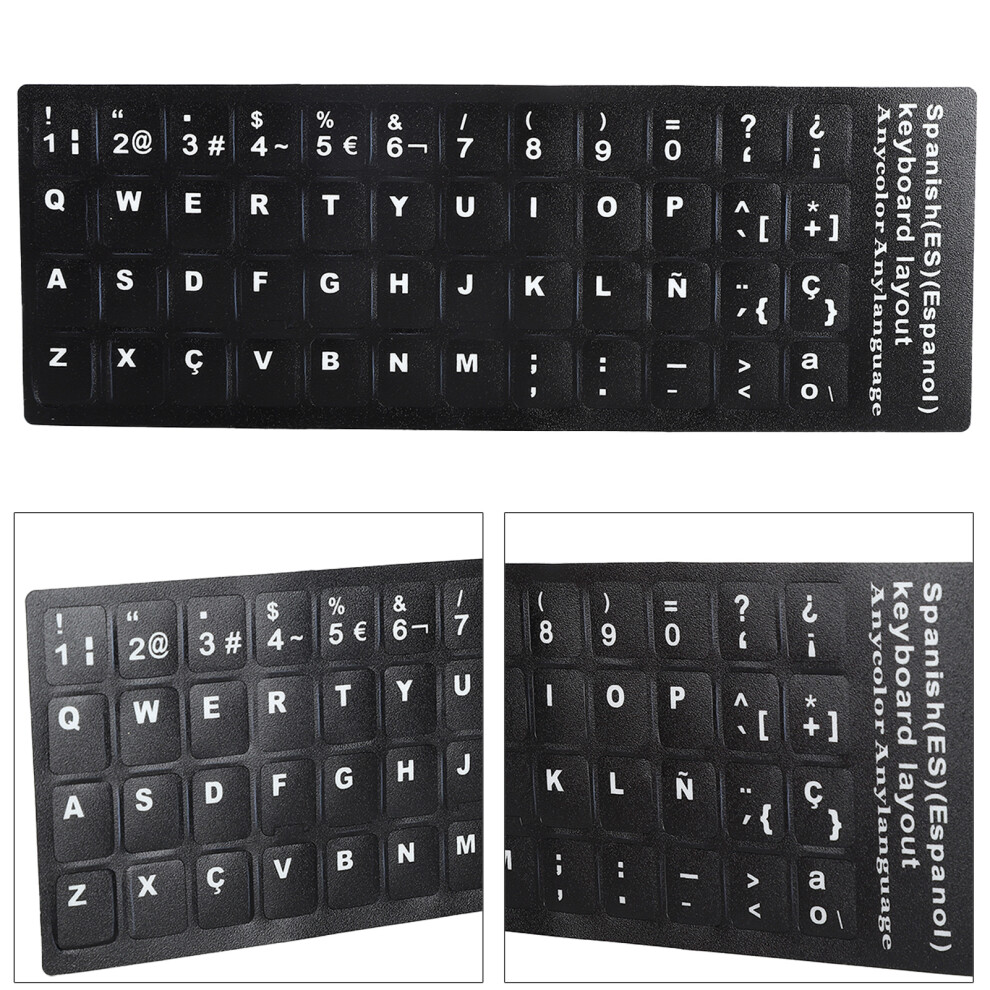 Waterproof Spanish Keyboard Label For 10-17In Notebook & Desktop Backing Black 8471391769807