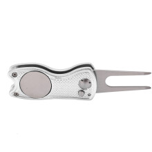 Stainless Steel Foldable Golf Divot Repair Tool 12cm Silver