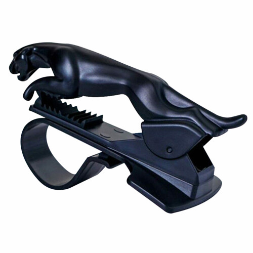 (Black) Car Leopard Phone Holder Clip Adjustable Stand 2