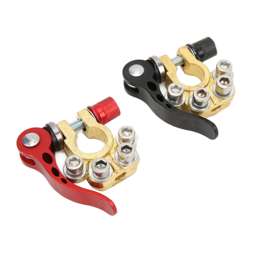 2Pcs Battery Terminals Brass Clamp For 45-200Ah, + Black/Red 4661391436647
