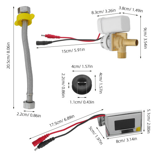 Electronic Urinal Flush Valve ABS Rubber Copper Auto Flusher 1