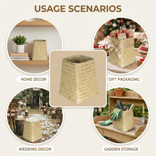 (Natural) Handwoven Grass Basket - Home Decor & Gift 1
