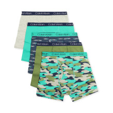 Calvin Klein Kids Boxer Briefs in Cotone Moderno 5-Pack, Grigio/Mimetico/Blù/Verde/Oliva, Medio