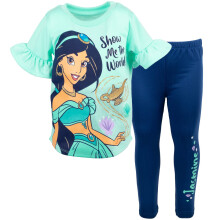 Conjunto de camiseta y leggings de Disney Princess Jasmine para niñas 7-8 años Verde/Azul