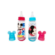 Pack de 2 Botellas de 9 Oz de Mickey Mouse para Bebé con Tapa de Personaje en Estampado de Estrellas en Rojo y Azul