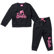 Barbie Meisjes French Terry Sweatshirt en Jogger Pants Set Zwart 7-8