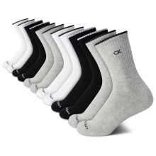 Calvin Klein Kvinders Sokker - Polstret Athletic Crew Socks (12 Pak), Størrelse 4-10, SortHvidGrå