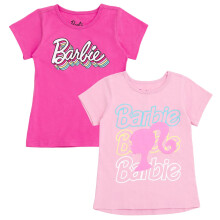 Barbie Meisjes 2 Pack Adaptieve T-Shirts Sensory Vriendelijk Logo Zwart/Roze 6