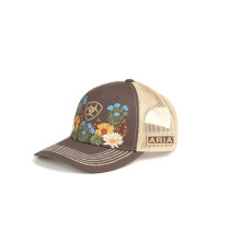Czapka ARIAT dla kobiet z vintage kwiatami, brązowa