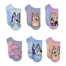 Calzini No Show Bluey per Bambina, 6 Pezzi, Azzurro, Taglia 6-8