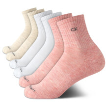 Calvin Klein Dames Hoge Kwart Sokken - 6-Pack Prestaties Met Kussen, Met Enkelsteun, Maat One Size, Roze