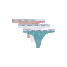 Calvin Klein Dames Modern Logo Thong 3-Pack Gedempt/Wit/Zoni Beach X-Large