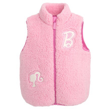 Barbie Meisjes Faux Shearling Zip Up Mouwloze Jas Vest Roze 6