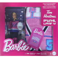 Barbie PWHL 2025 Hockey Spieler Fashion Puppe Geschenkset mit Decke, Blonde 11-Zoll Sammlerstück