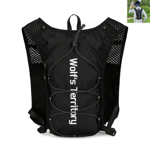 (Black) Lightweight Running Vest w/ Water Bag 2