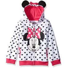 Disney Felpa con Cappuccio per Bambine Minnie W Fiocco e Orecchie, Bianca, 4T US