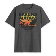 Disney Mænds Løvernes Konge Hakuna Matata Solnedgang Grafisk T-Shirt, Char HTR, X-Large