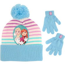 Disney Mädchen Frozen Wintermütze und Handschuhsets, Elsa und Anna Beanie 4-7 Jahre
